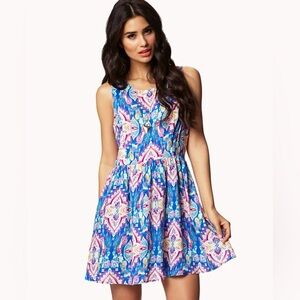 Forever 21 Blue and Pink Halter Sundress